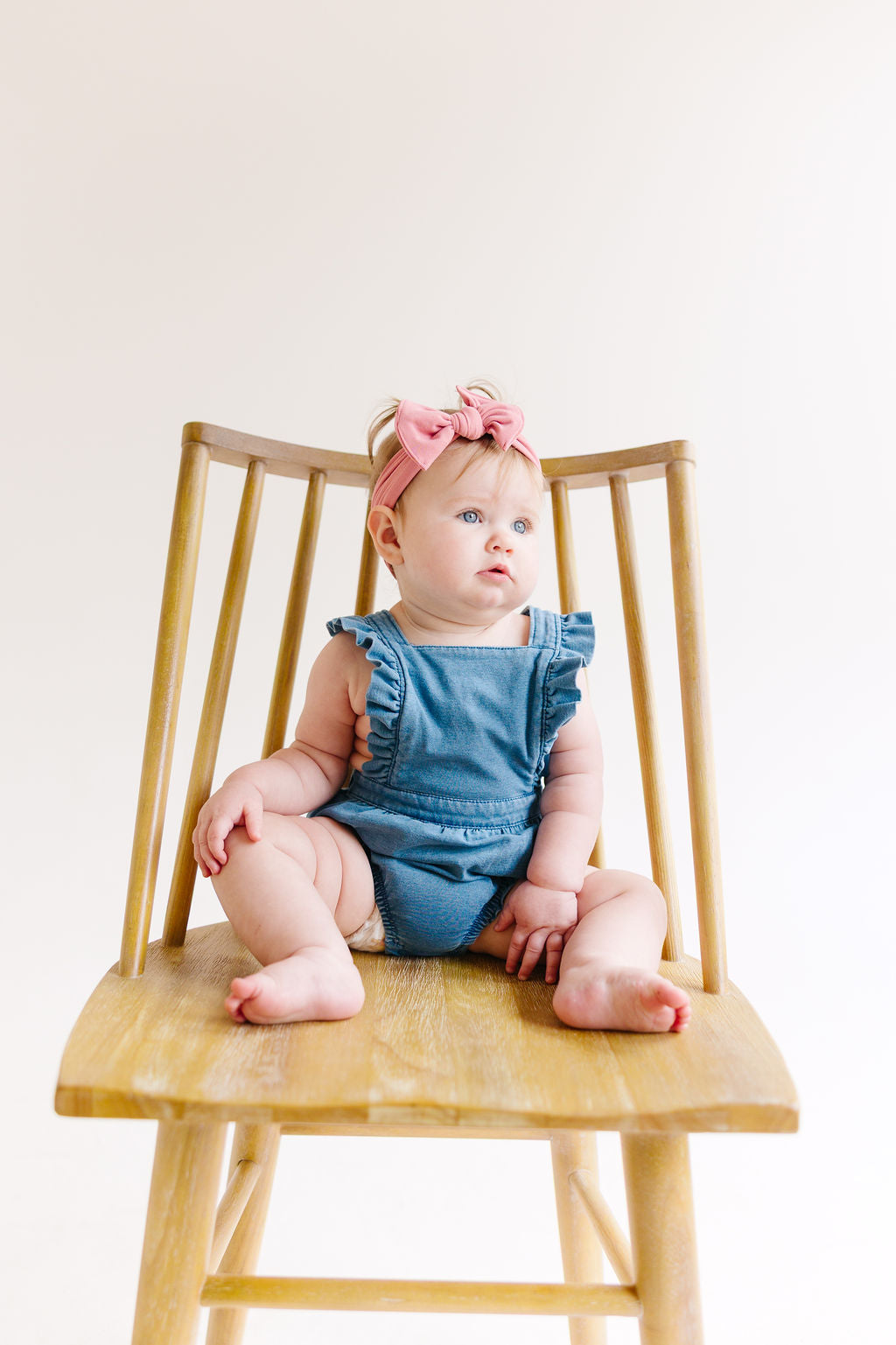 White Solid Baby Bow Turban