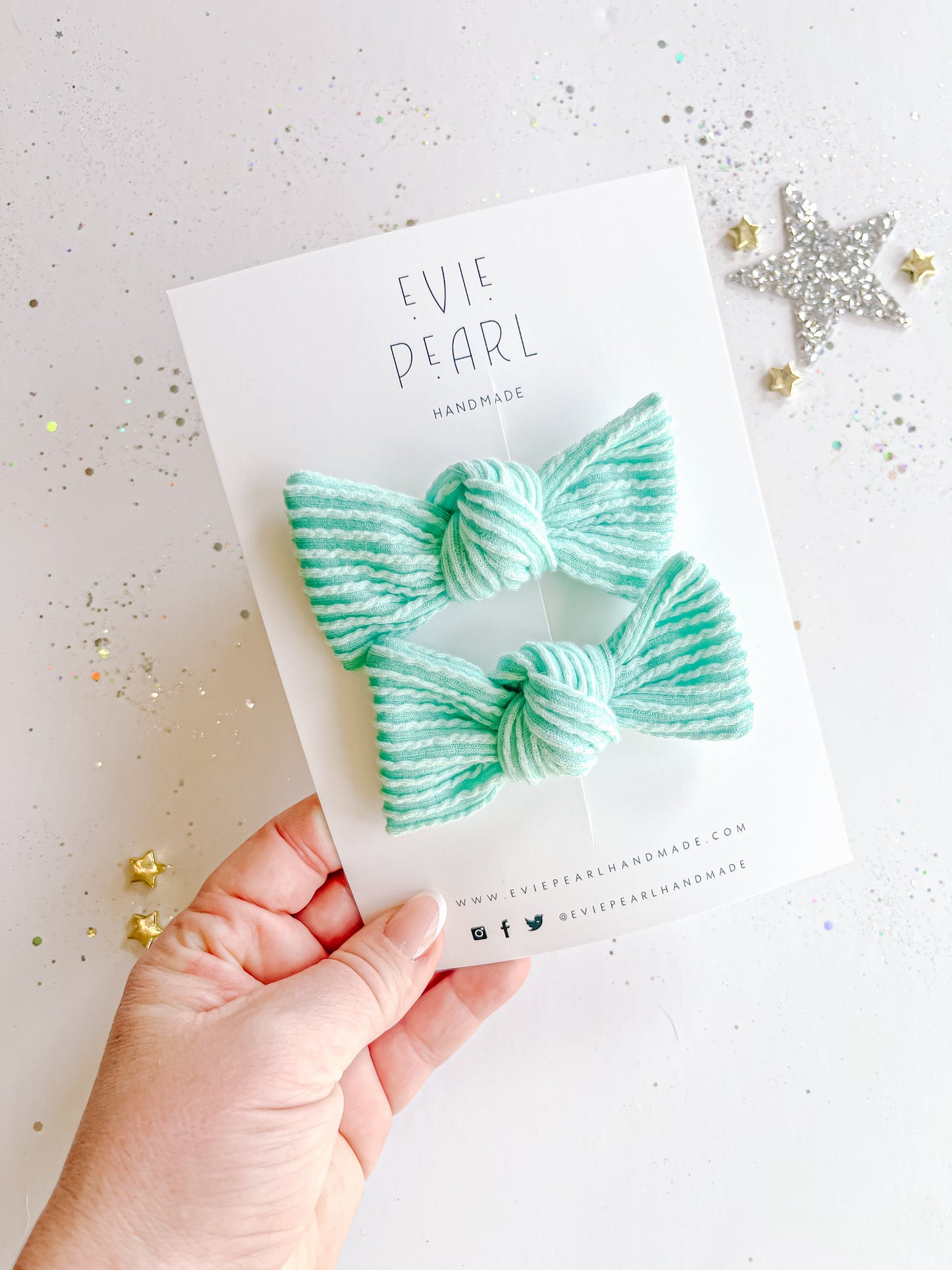 Teal Ribbed Small Pigtail Set