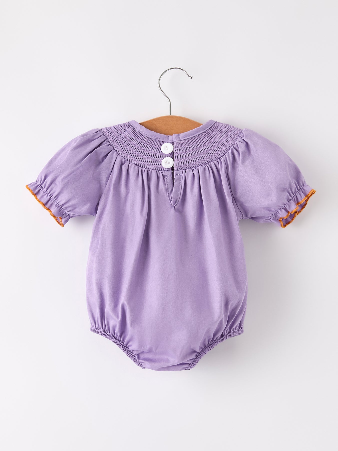 Purple Halloween Smock Embroidery Baby Girl Romper