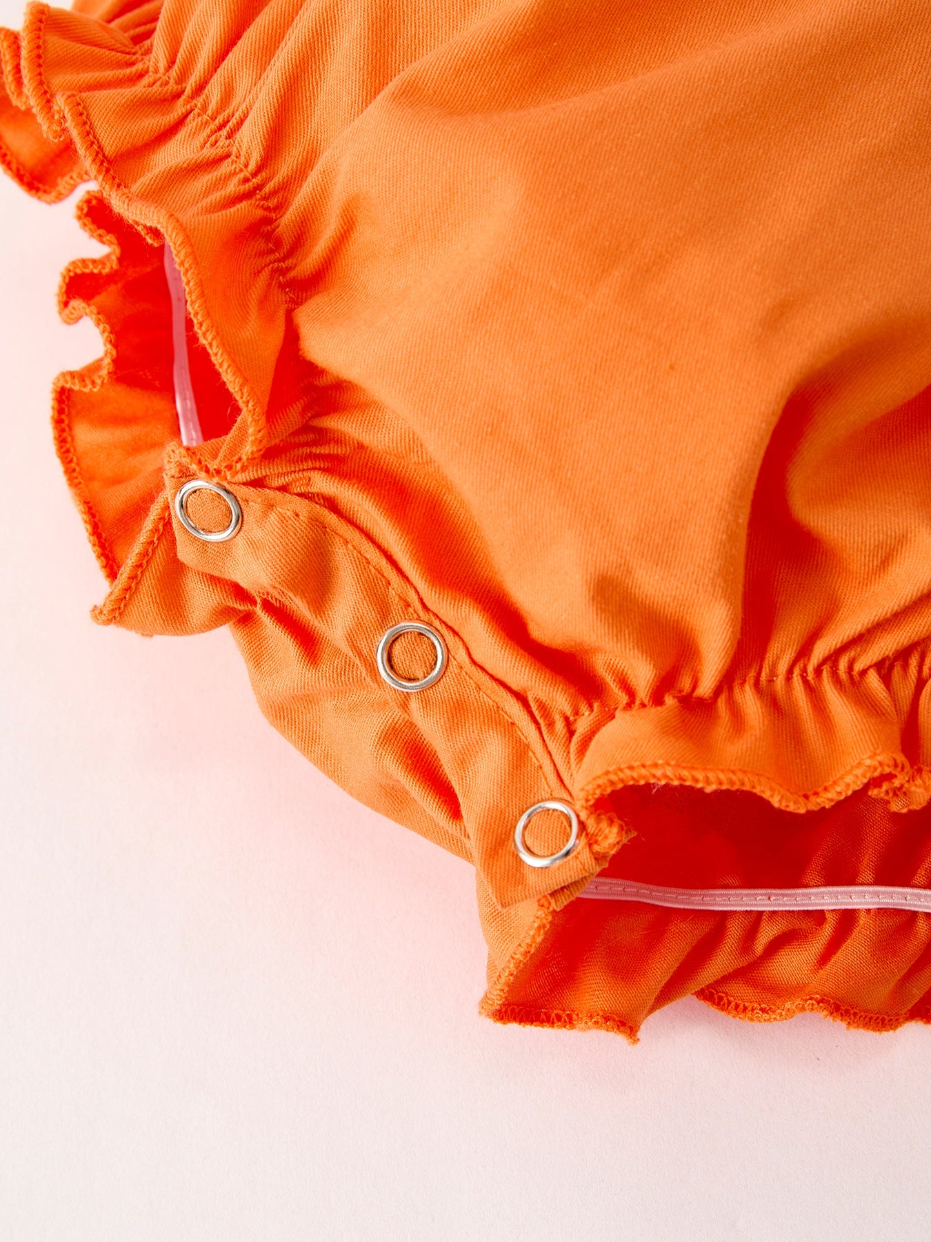 Fall Thanksgiving&Halloween Orange Pumpkin Smock Embroidery Lace Baby Girl Romper
