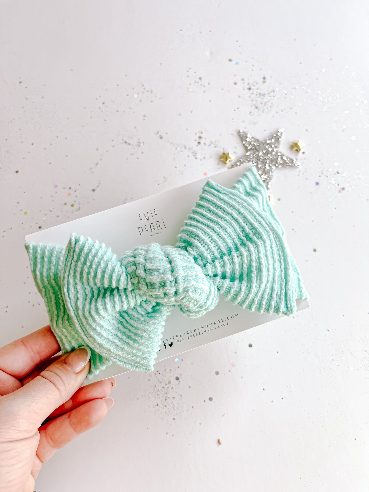 Teal Ribbed Baby Bow Turban