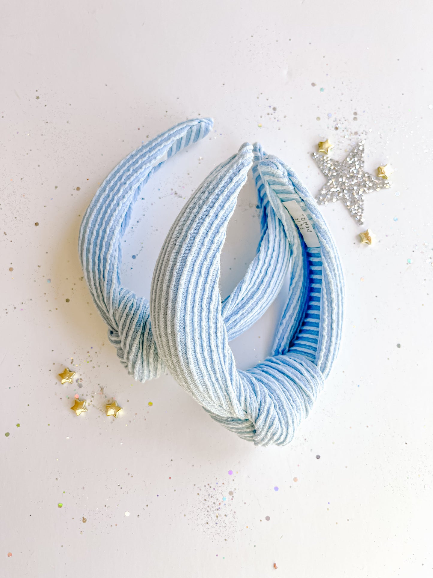 Baby Blue Ribbed Knotted Headband