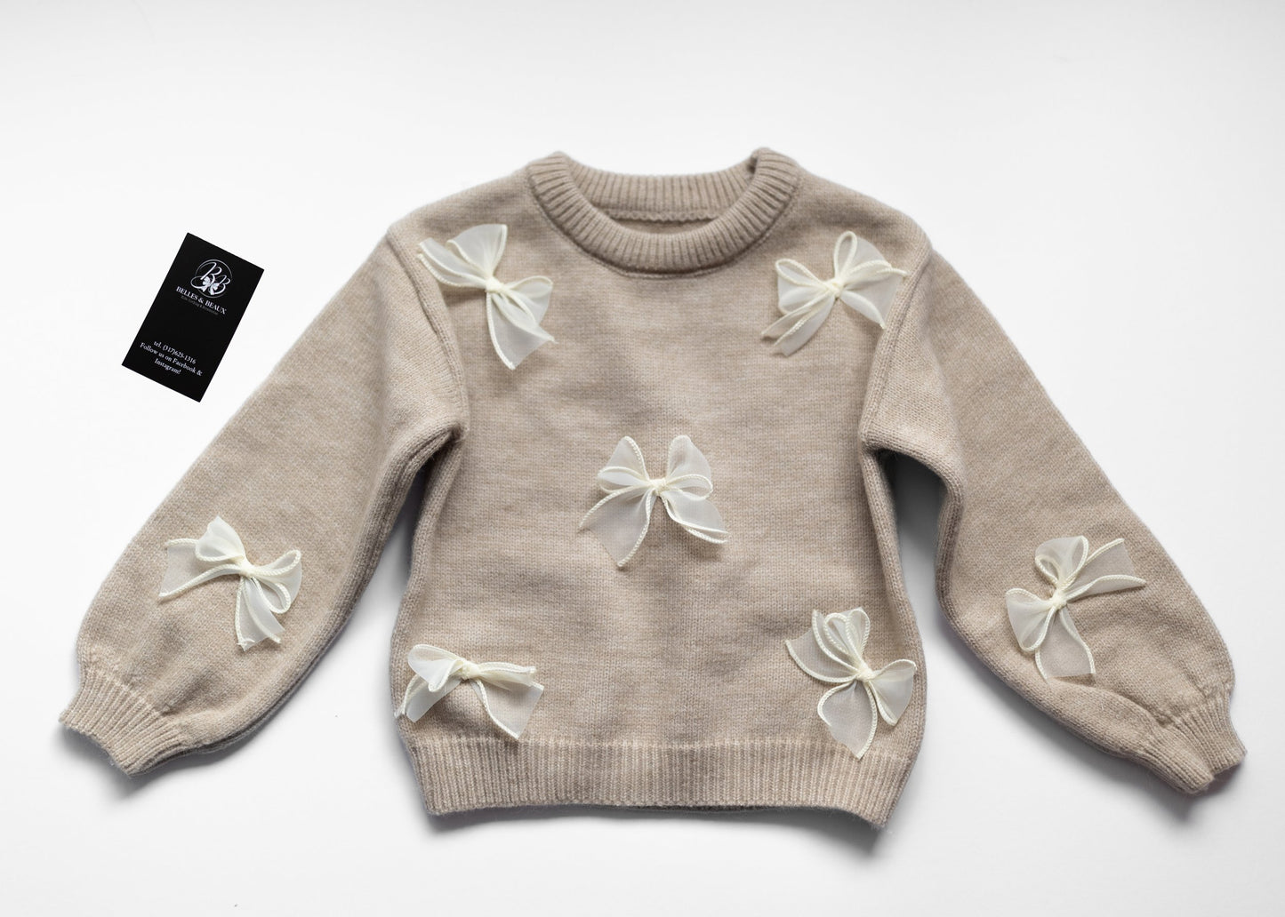 Beige Bow Sweater