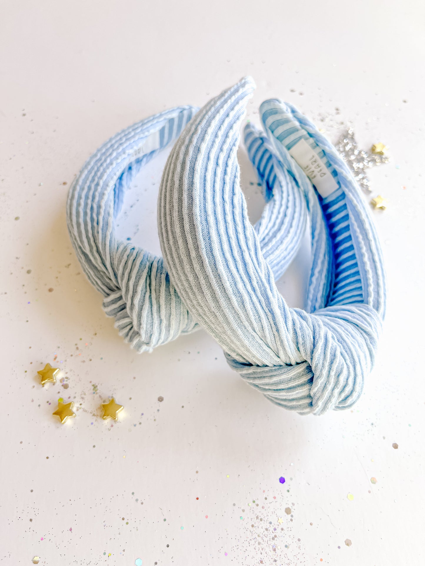 Baby Blue Ribbed Knotted Headband