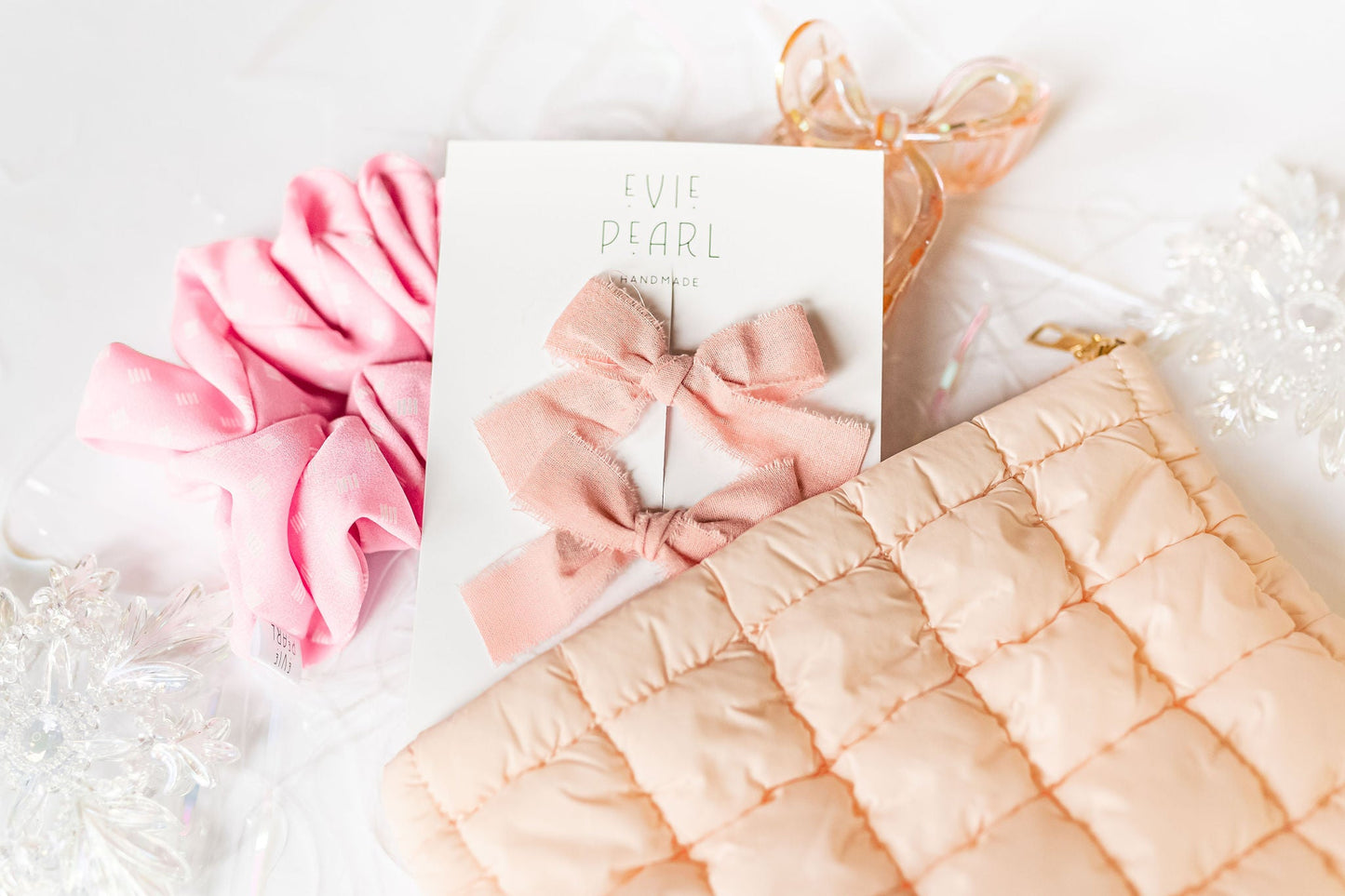 Pink Puffer Zipper Accessory Pouch