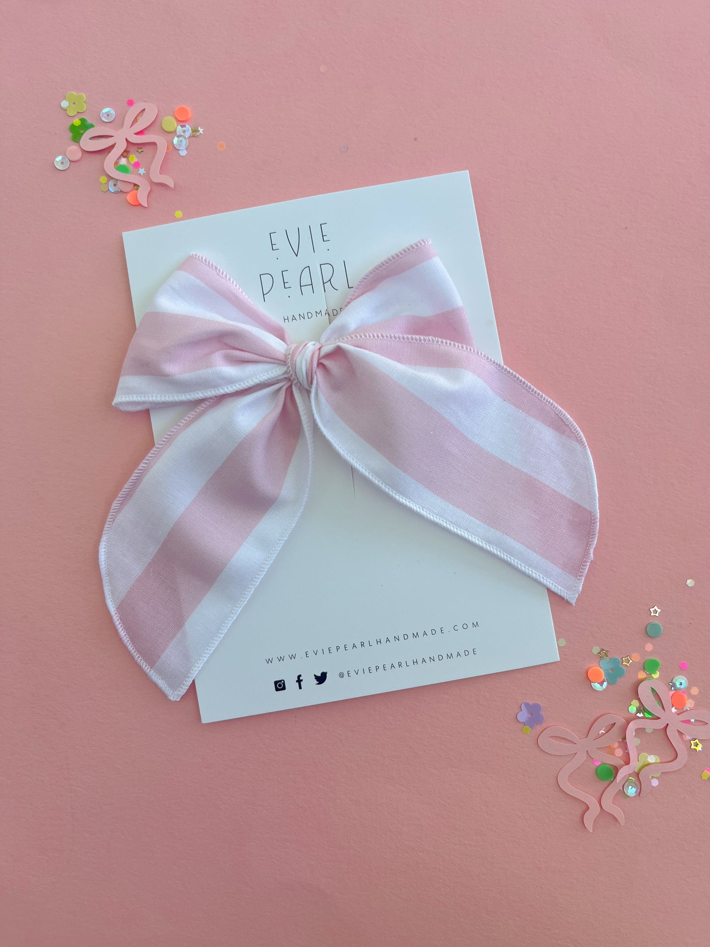Pink White Stripe Oversized Bow