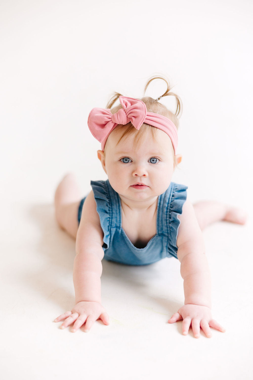 White Solid Baby Bow Turban