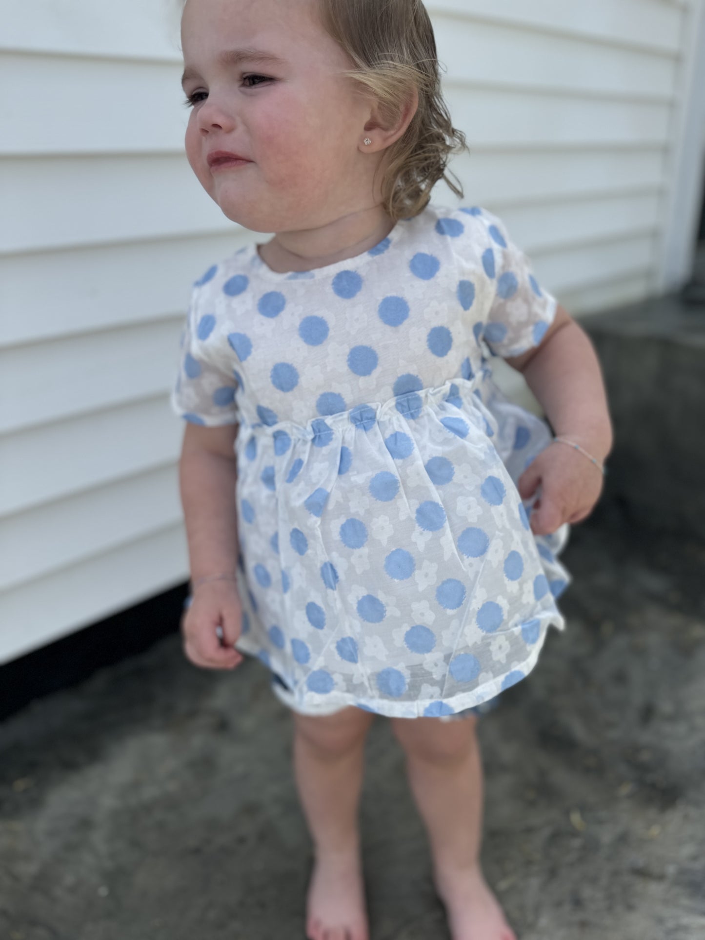 Blue Polka Dot Sheer Top