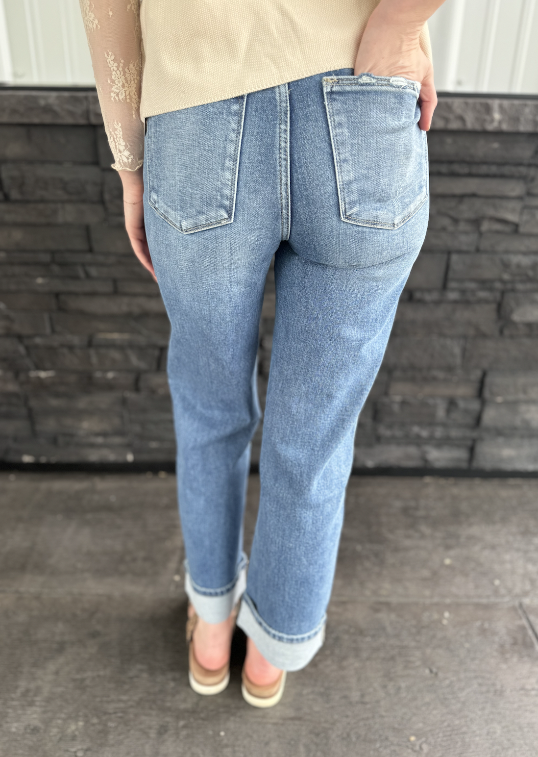 PETRA High Rise Stretch Relaxed Straight W/ Cuffed Hem