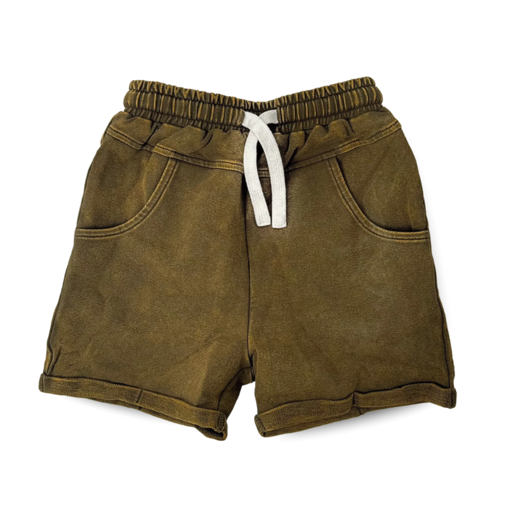 VINTAGE WASH SHORTS - ARMY GREEN
