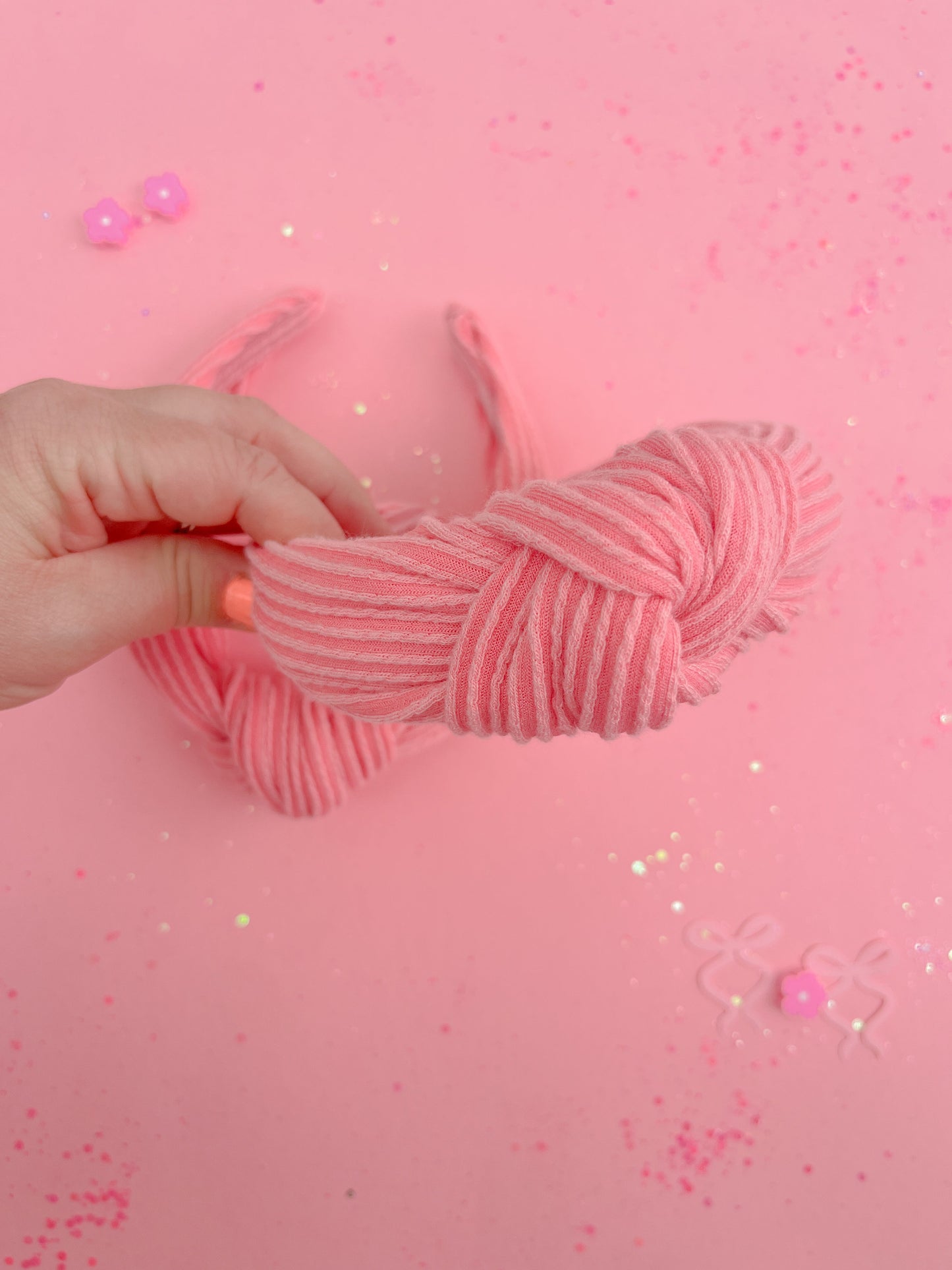 Sunkist Coral Ribbed Knotted Headband