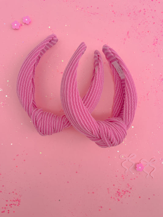 Taffy Pink Ribbed Knotted Headband