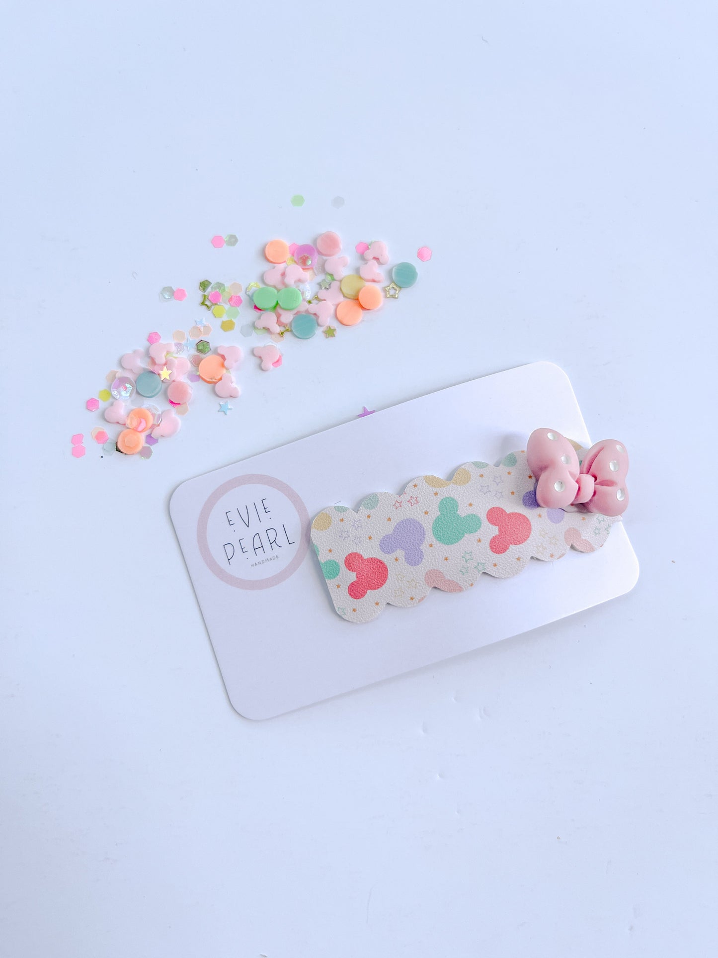 Pastel Pink Mouse Bow Single Snap Clip