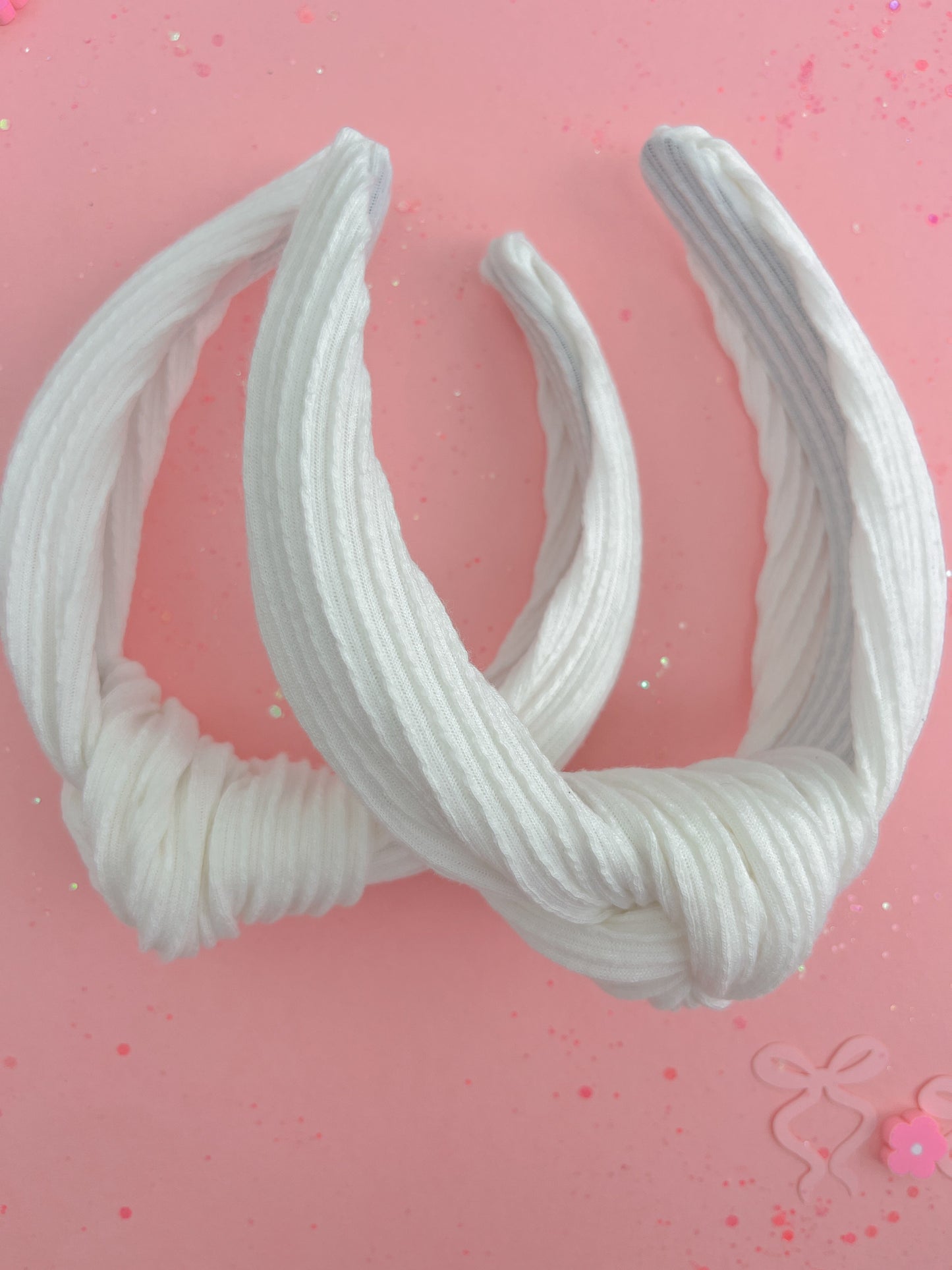 Crisp White Ribbed Knotted Headband