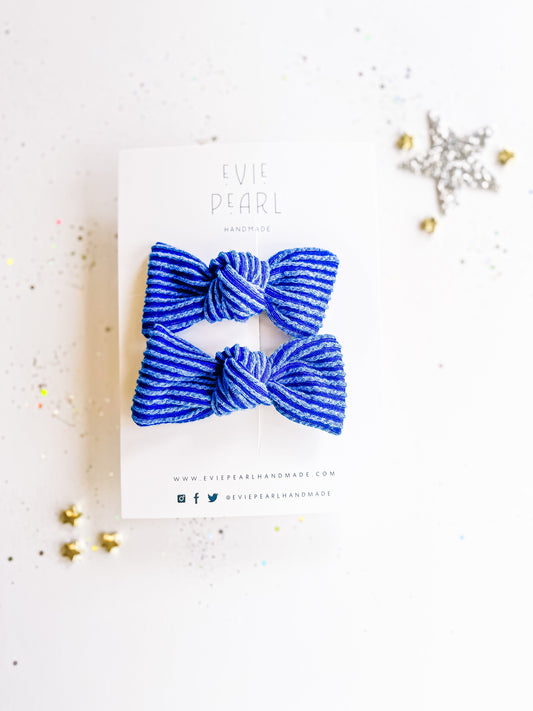 Royal Blue Ribbed Small Pigtail Set