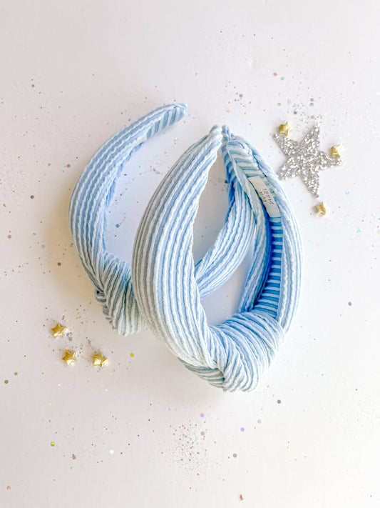 Baby Blue Ribbed Knotted Headband