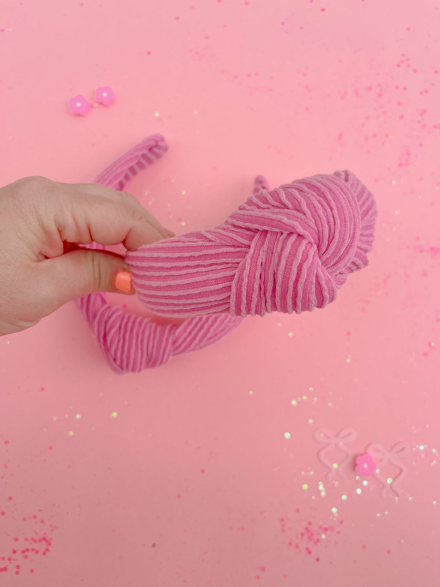 Taffy Pink Ribbed Knotted Headband