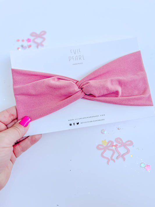 Pink Solid Twisted Turban for Girls & Adults