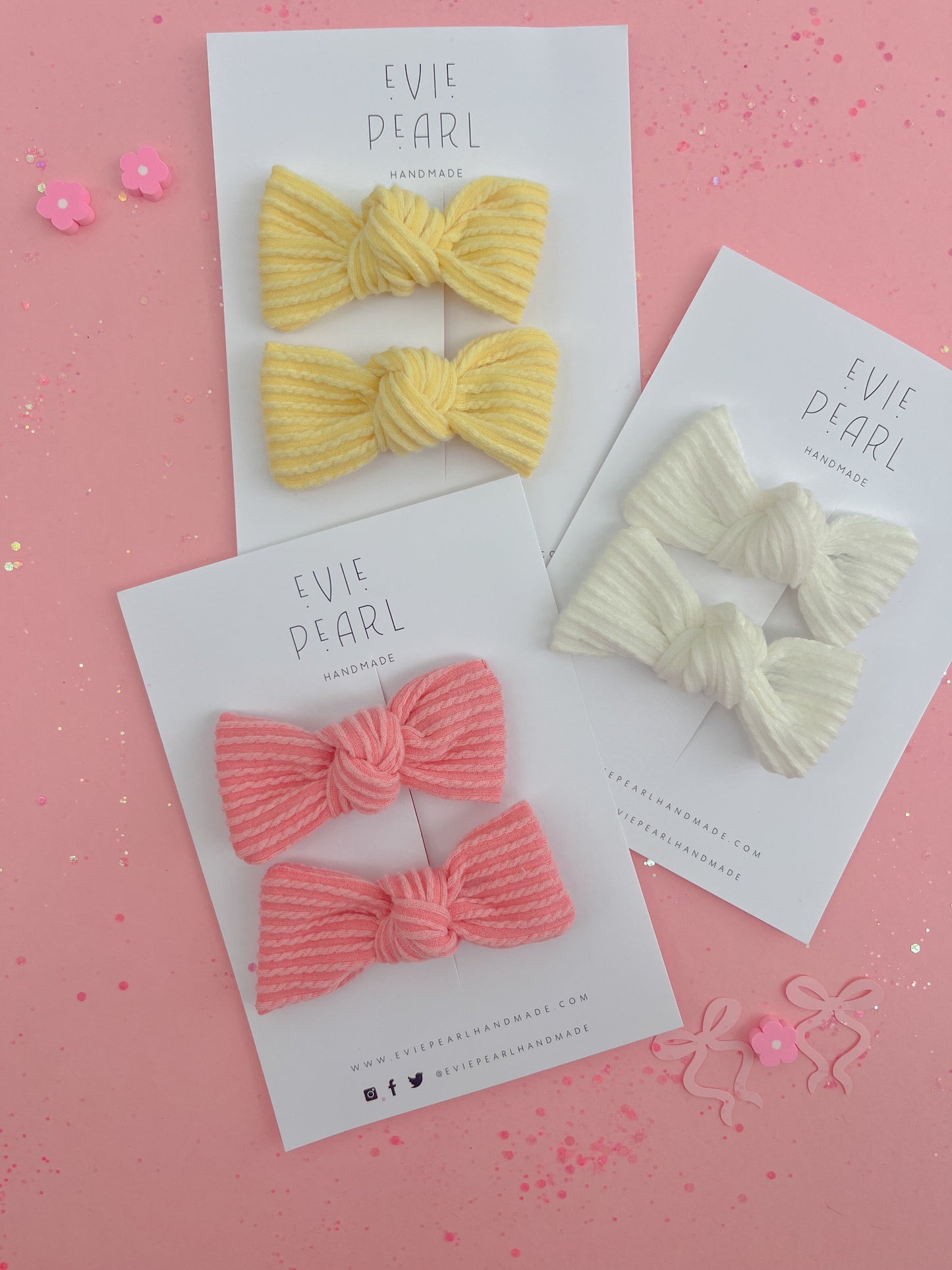 Sunkist Coral Ribbed Knot Bow Pigtails