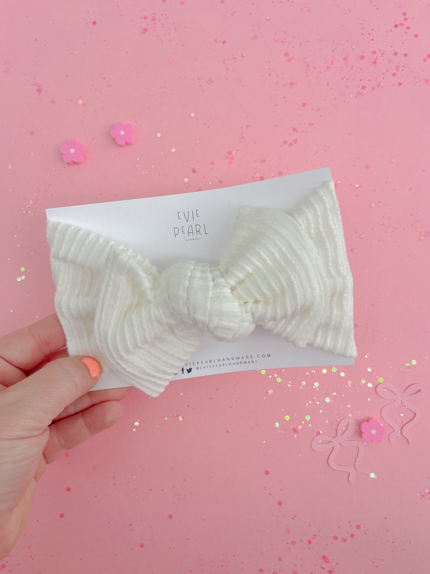 Crisp White Baby Bow Turban