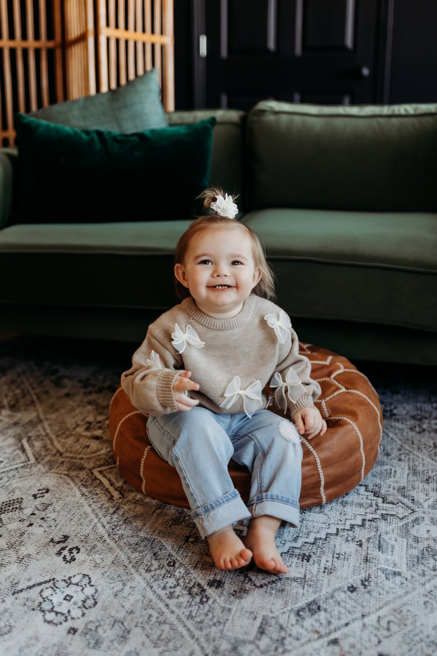 Beige Bow Sweater