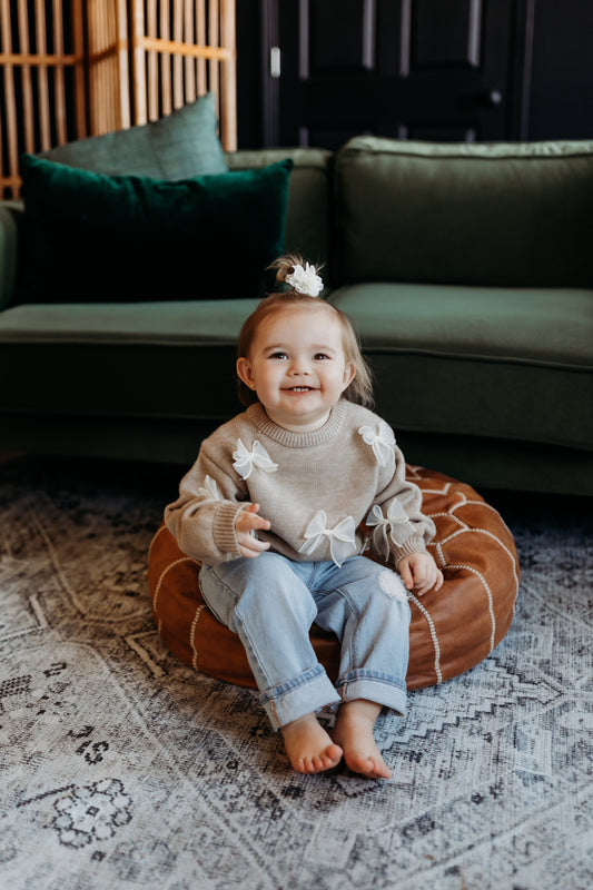 Beige Bow Sweater