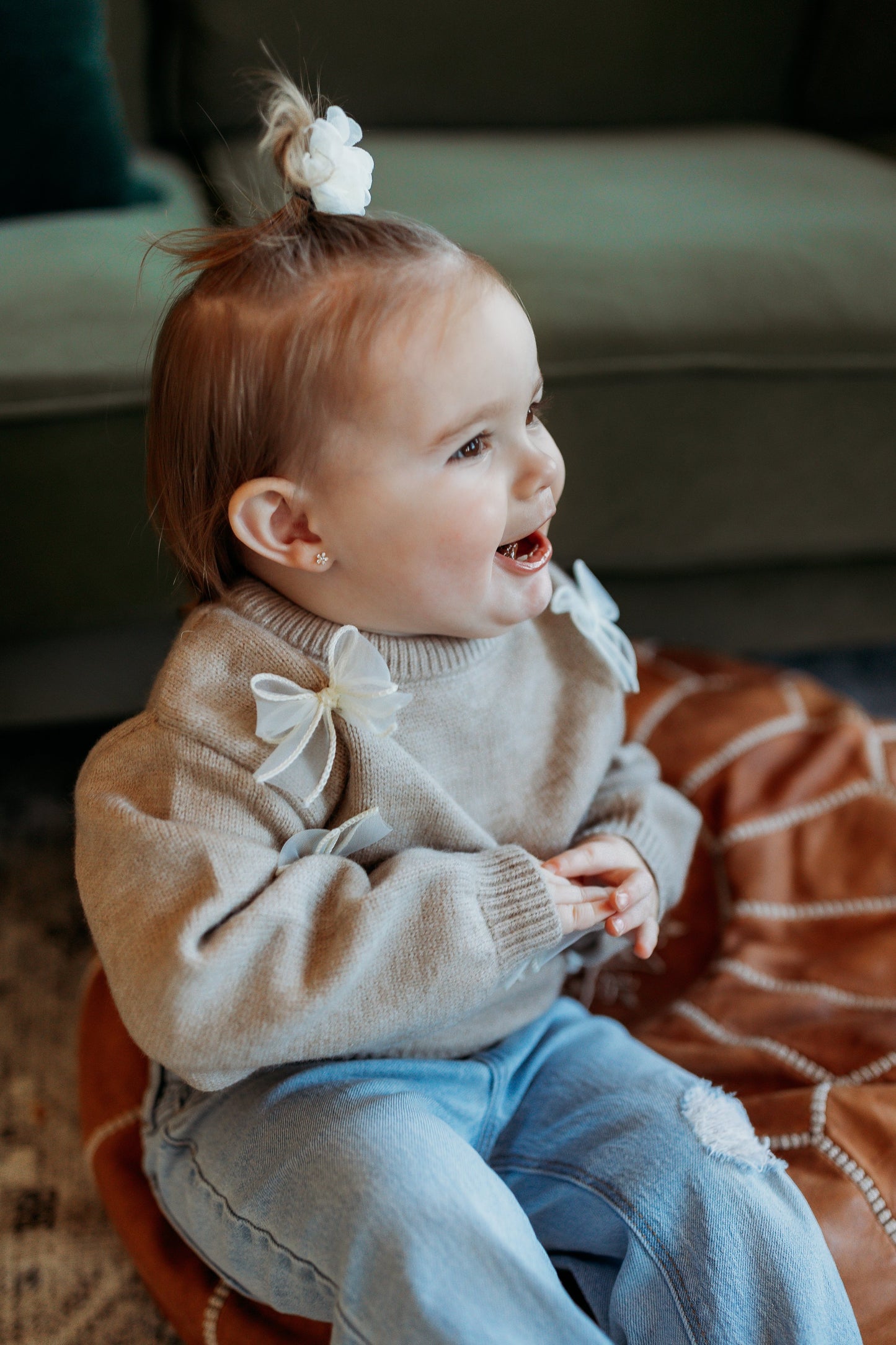 Beige Bow Sweater