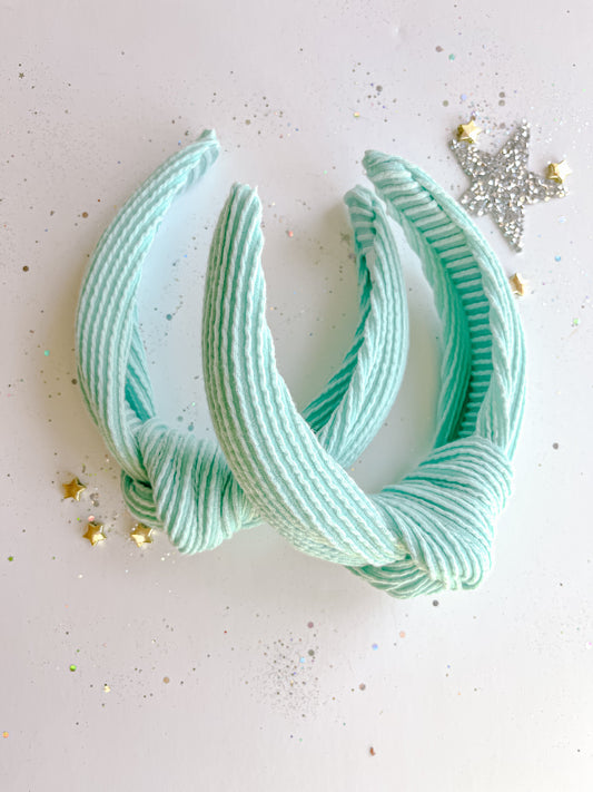 Teal Ribbed Knotted Headband