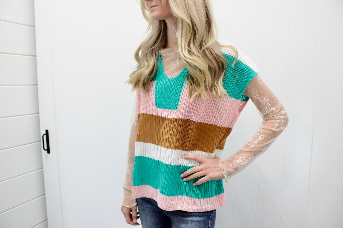 Color Block Knit Top