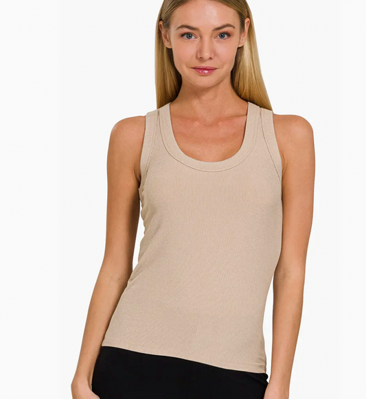 Light Mocha Scoop Neck Tank Top