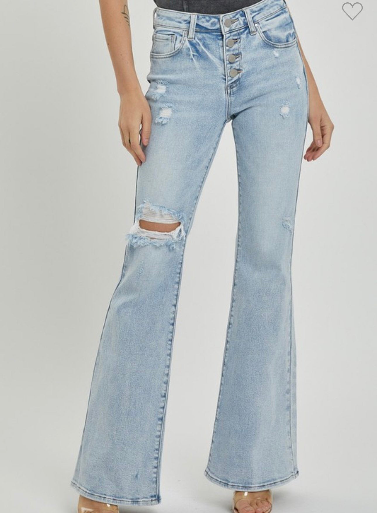 RISEN Mid-Rise Button Down Flare Jeans