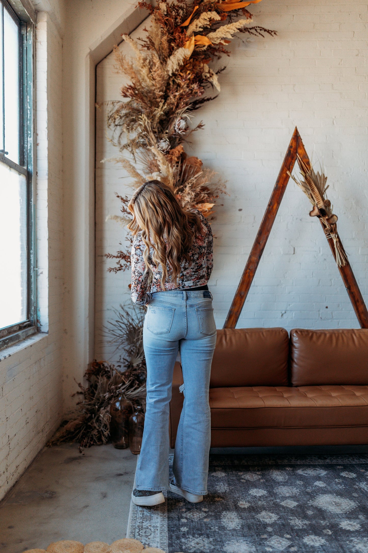 RISEN Mid-Rise Button Down Flare Jeans