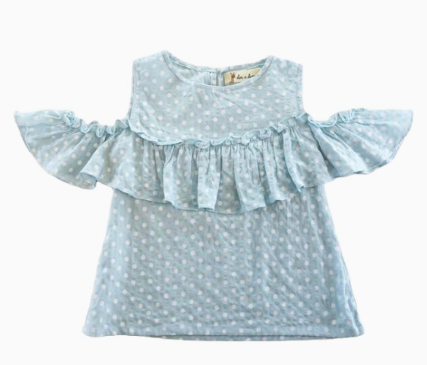Sky Polka Dots Cold Shoulder Blouse
