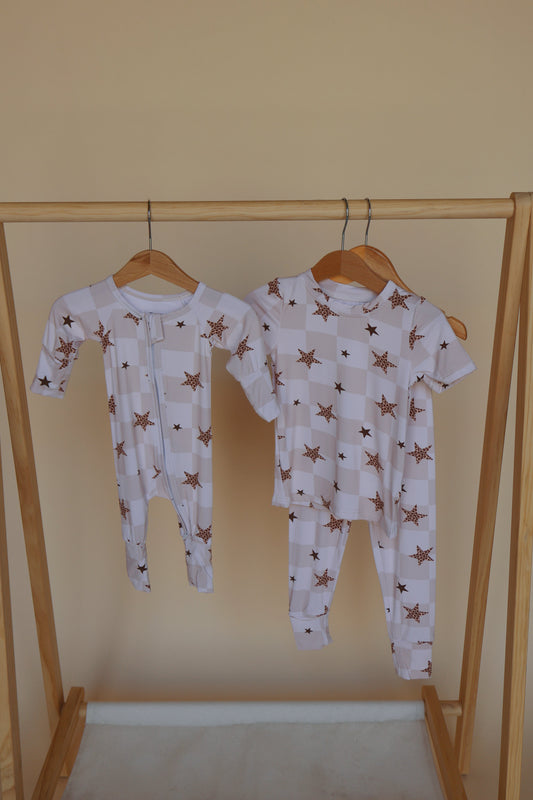 Checker Cheetah Stars Bamboo Pjs
