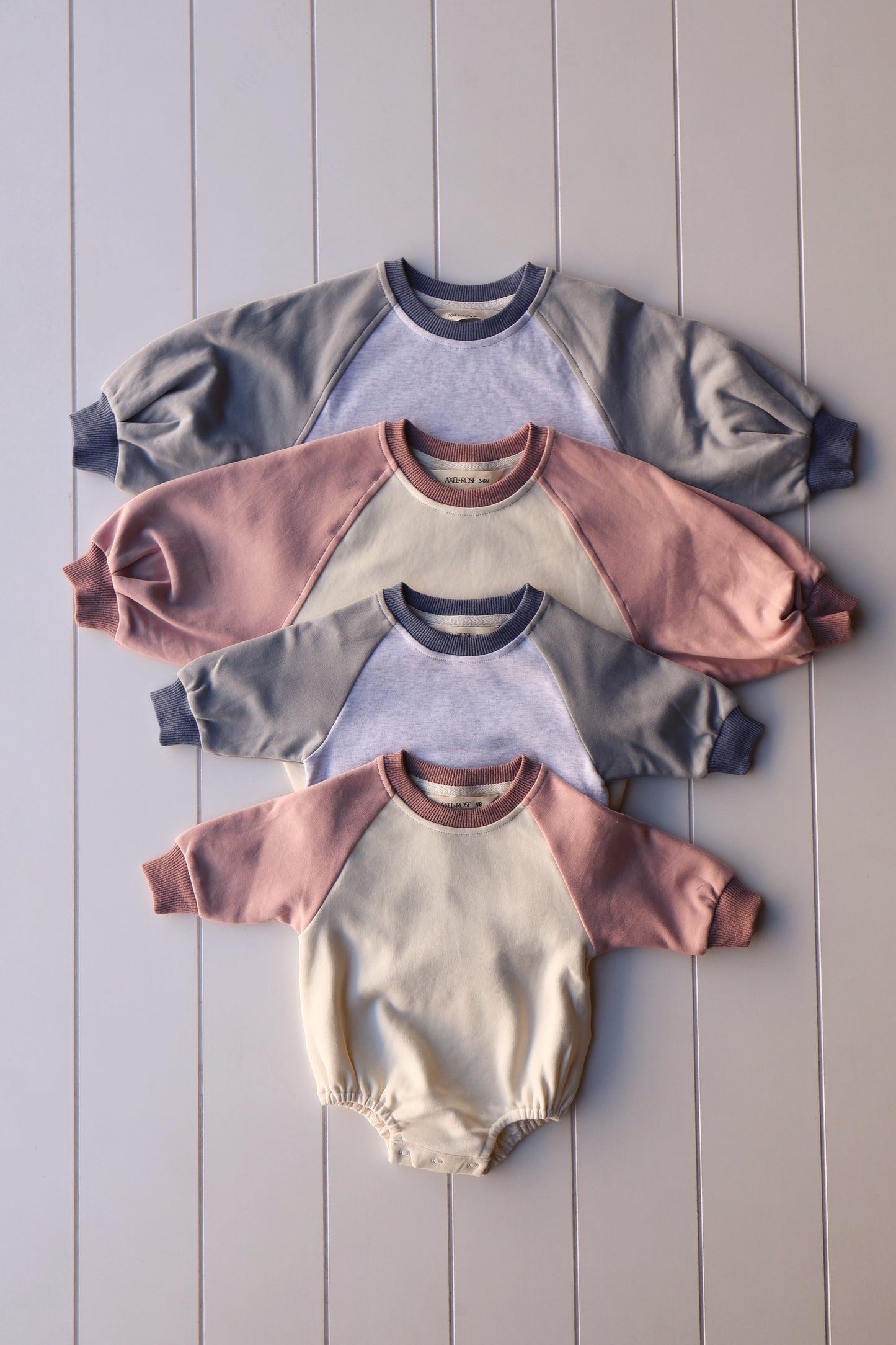 Color Block Crew Neck/ Bubble Onesie