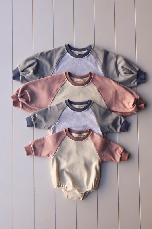 Color Block Crew Neck/ Bubble Onesie