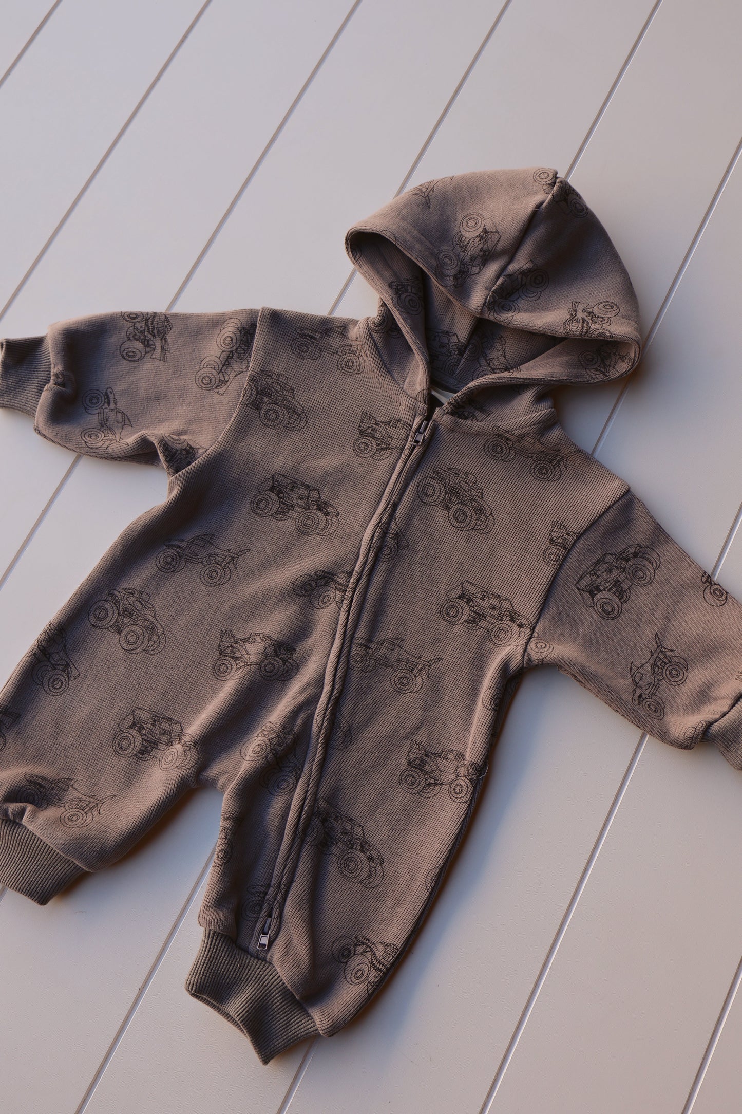 Printed Zip Hooded Jumpsuit