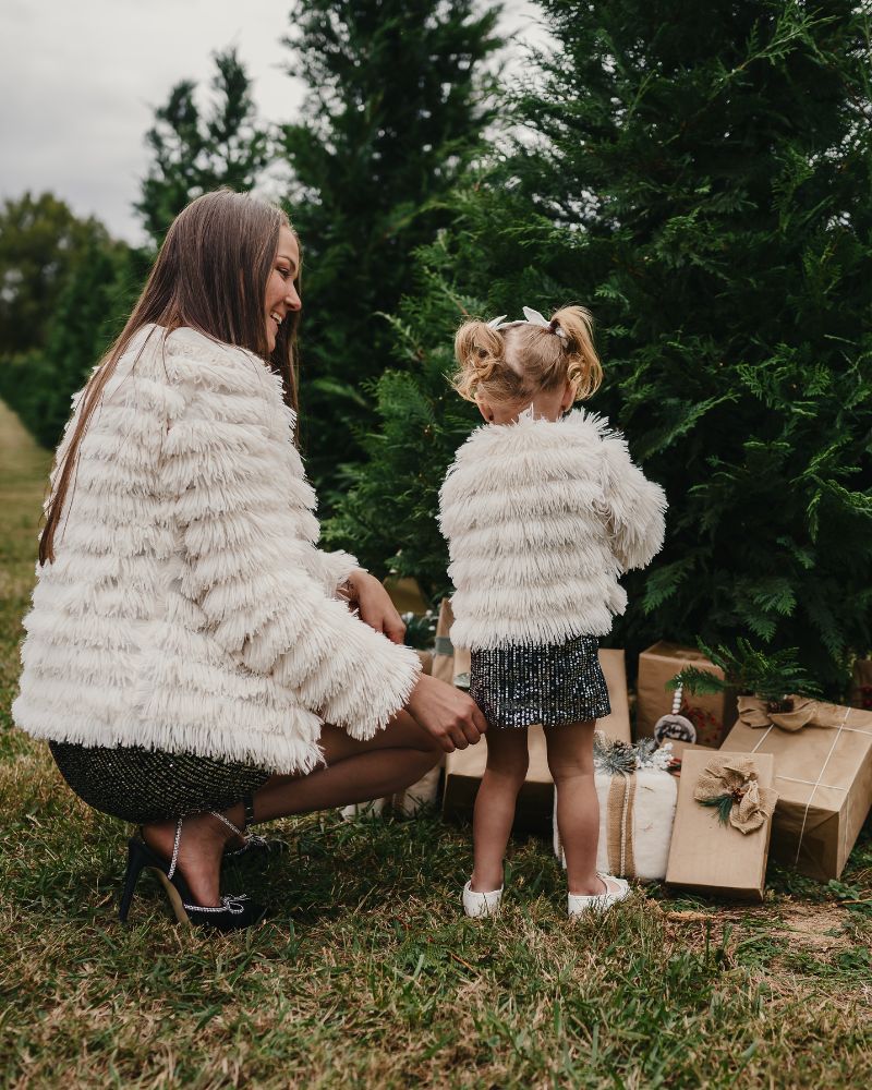 Fatima Faux Shag Layered Jacket - Ivory